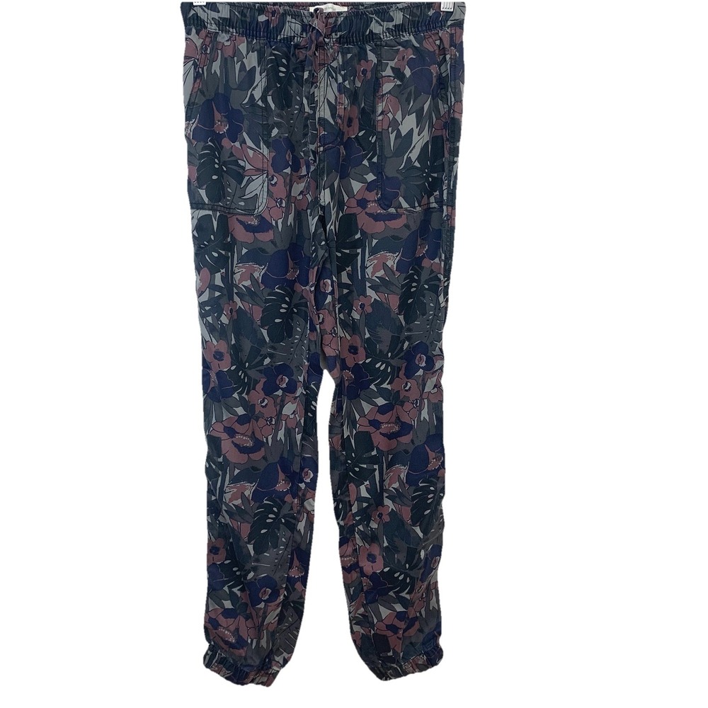 C & C California Dark Floral Jogger Pants Lyocell Pull On Pockets Woman Small